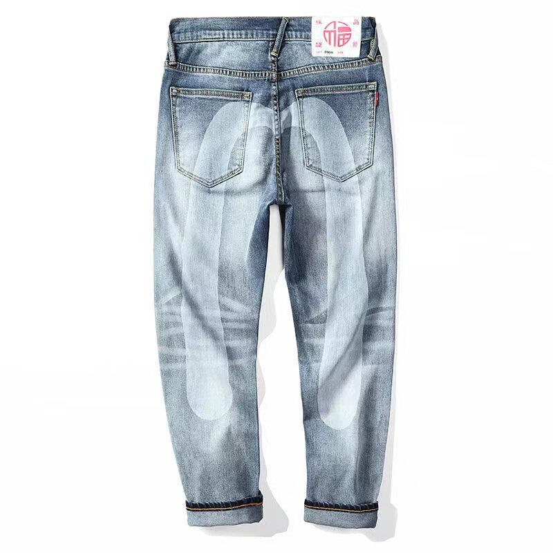 Мужские прямые джинсы в стиле ретро 90-х годов, повседневные японские джинсы в стиле ретро, в стиле хип-хоп с цветами в виде чаек, 2022