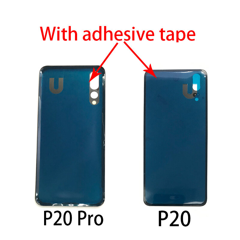 สำหรับ Huawei P20 / P20 Pro / P20 Lite แบตเตอรี่ฝาครอบเคสประตูด้านหลังเปลี่ยนกาวโลโก้