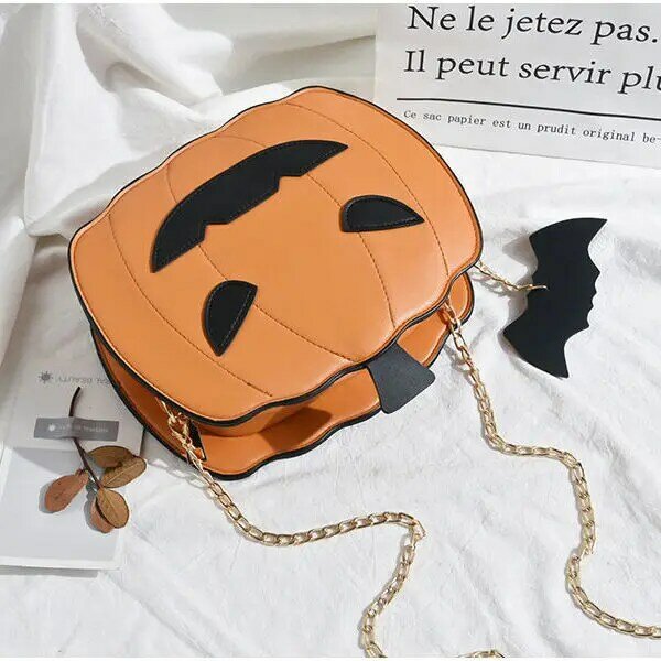 Bolso de mano con forma de calabaza para niñas, bandolera de hombro con diseño de calabaza, estilo Casual, para Halloween