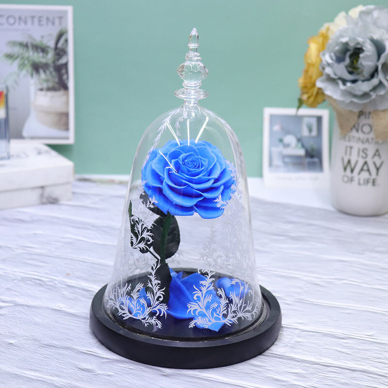 Valentine's Day Gift Preserved Dried Flowers Beauty The Beast Eternal Roses In Glass Home Decor Birthday Wedding Mothers Day Gif