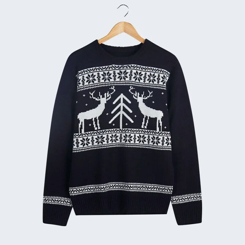 女性のクリスマスセーター,プリントニット,快適なセーター,暖かい冬のセーター,クリスマスの木,丸い首のセーター