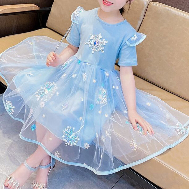 Frozen Elsa Princess Long Sleeve Dress for Girl Fashion Elegant Party Girls Dresses kids Winter Skirt Disney Princess Dress