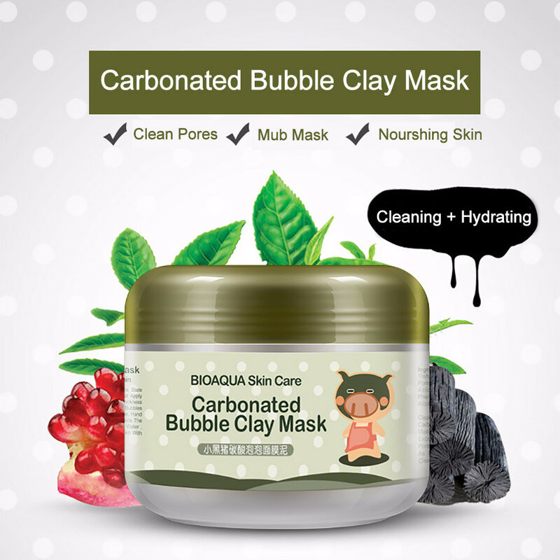 Masker Wajah Korea Masker Gelembung Karbon Oksigen Dalam Membersihkan Pori-pori Jerawat Komedo Memurnikan Lumpur Produk Perawatan Kulit Pelembab