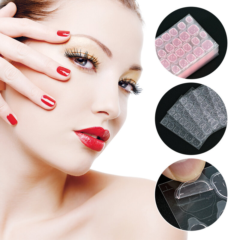Mewoou 30pcs/10sheets Nail Jelly Glue Double Sided False Nail Art Adhesive Glue Sticker Pink Clear Fake Nail Glue Makeup Tools