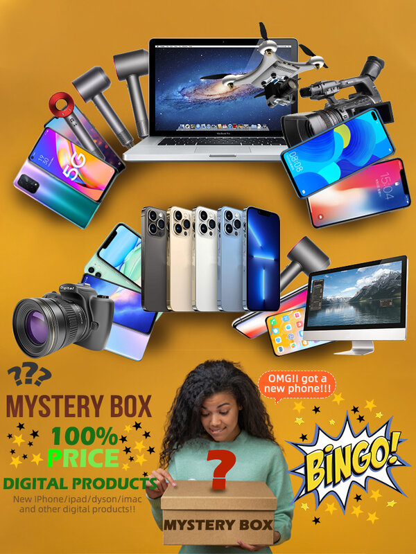 Boîte mystère porte-bonheur 100%, guirlande, Surprise, cadeau de haute qualité, article plus précieux, produits électroniques, nouveau