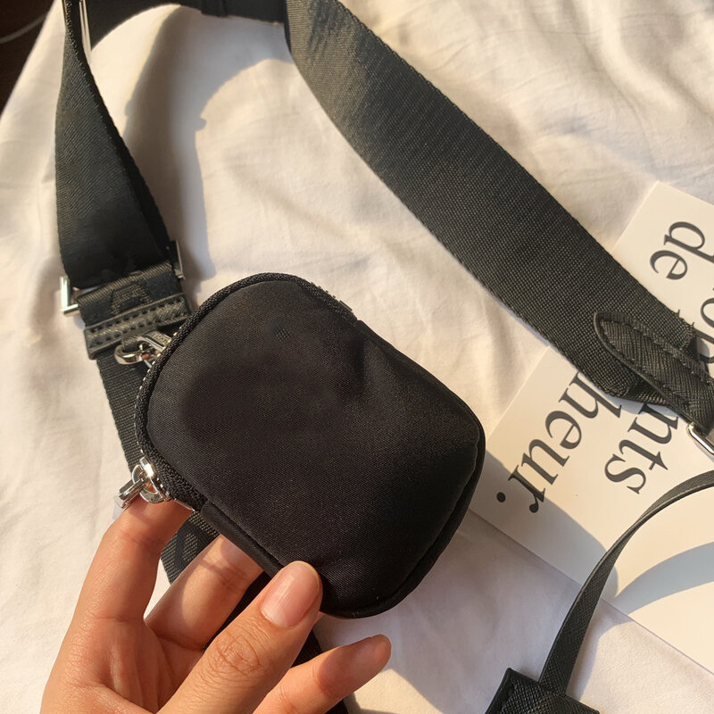 Hobo – sac à bandoulière trois-en-un en nylon pour femmes, sacoche avec chaîne, croissant, Just be happy, 2022