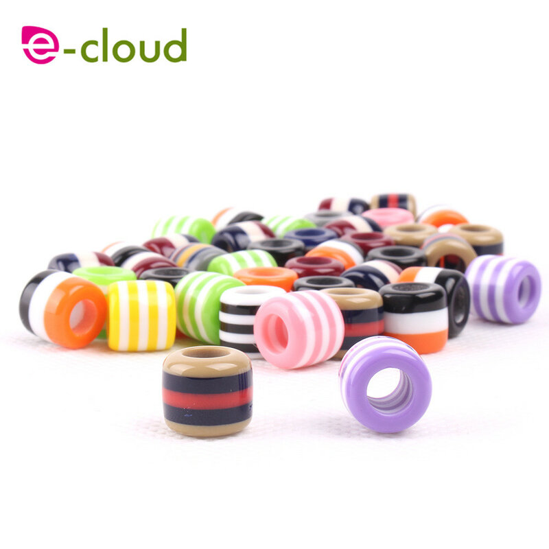 50Pcs/Pack Multi Coloured Dreadlock Beads Acrylic Hair braids Cuffs Clips for Women Kids Approx 6mm Inner Hole