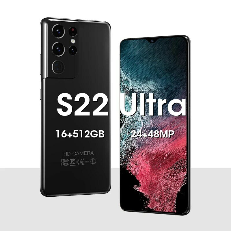 Новый смартфон S22 Ultra, 6,7 дюйма, 6800 мАч, 16 ГБ, 512 ГБ