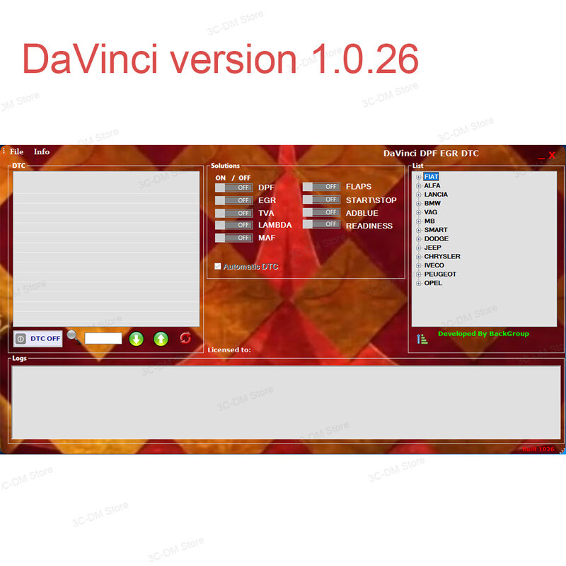 دافينشي إصدار 1.0.26 متعدد الوظائف DPF EGR DTC v1.0.26 أداة كيجن إصدار ذهبي برنامج سيارة احترافي ضبط الرقاقات