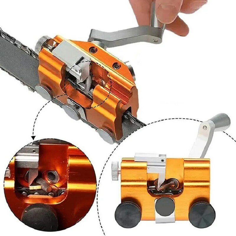 Apontador de motosserra portátil mão manivela apontador corrente máquina chainsaw chainsaw afiar jig máquinas corrente de energia ferramentas moagem