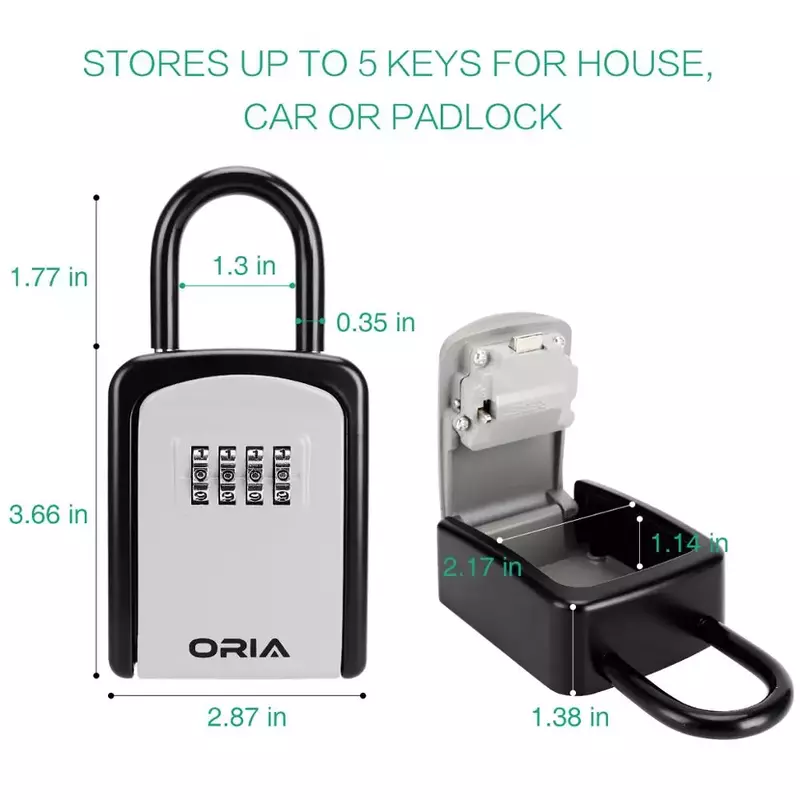 ORIA-caja de seguridad con contraseña para exteriores, caja de bloqueo con contraseña, decoración, almacenamiento de llaves, montada en la pared