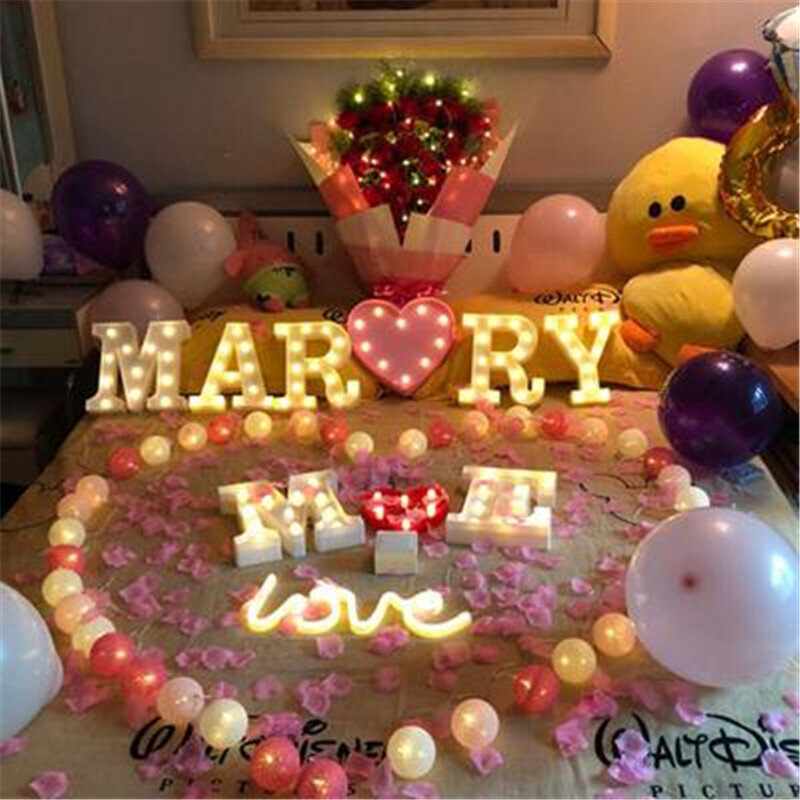 Lettere Decorative illuminazione notturna a LED amore di nozze senza batteria proposta di bara decorazione grandi lettere Decorative.