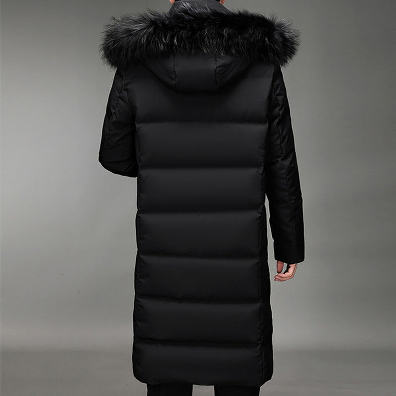 Holyrising 남성용 다운 코트, 두꺼운 겨울 롱 90% 다운 재킷, 모피 후드, 방풍 및 방수, 겨울 바람막이 코트 123