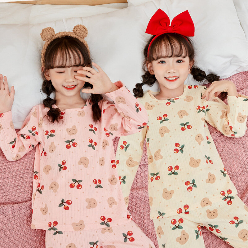 小さな女の子のための春と夏の衣類セット,子供のための綿のパジャマ,3〜12歳,2022