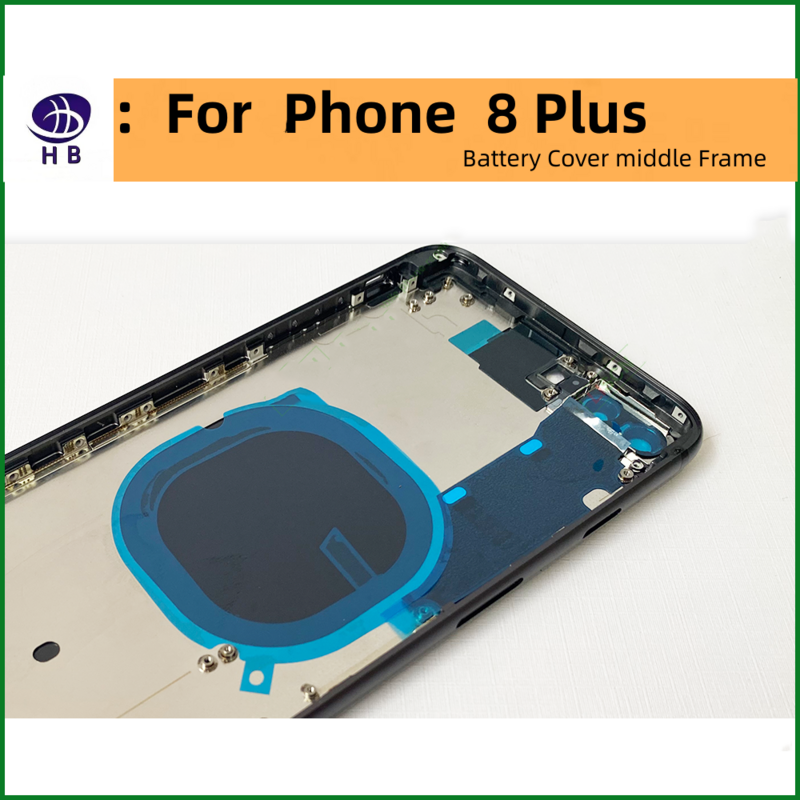 Kerangka untuk iPhone 8Plus 8 8P Penutup Belakang Baterai Kaca Pintu Belakang Rangka Sasis Pengganti Premium + Baki SIM + Kunci Samping CE/NoCE