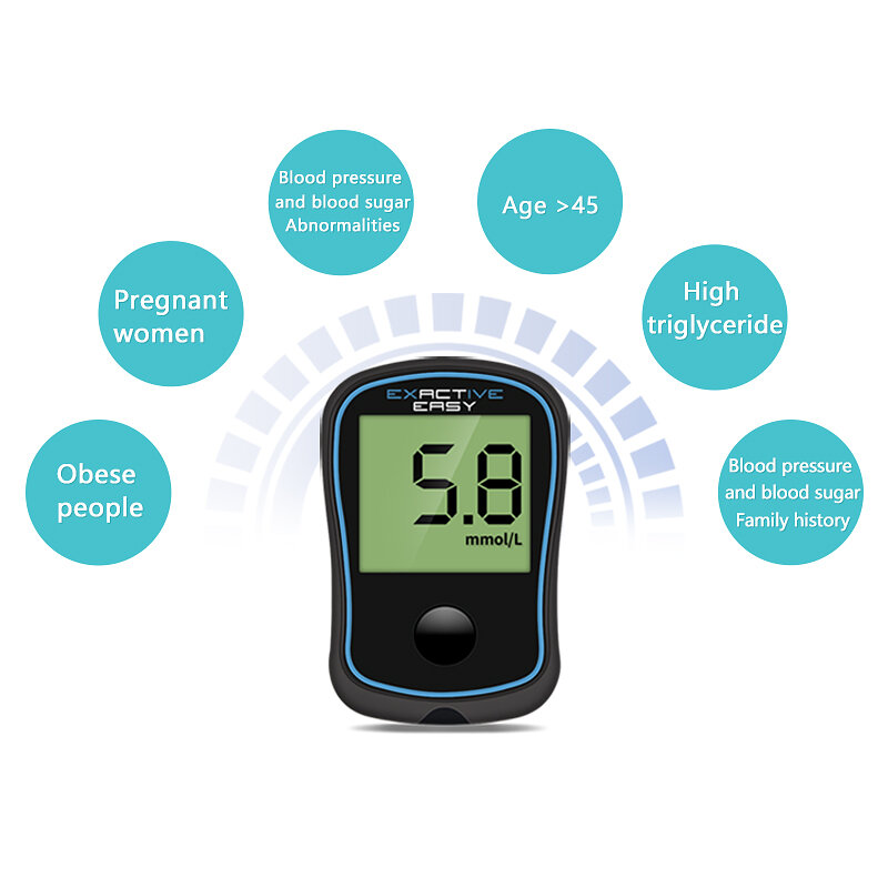 5s 정확한 측정 Glucometer 당뇨병 검사기 혈당 모니터 50 테스트 스트립 랜싯 포도당 의료 기기