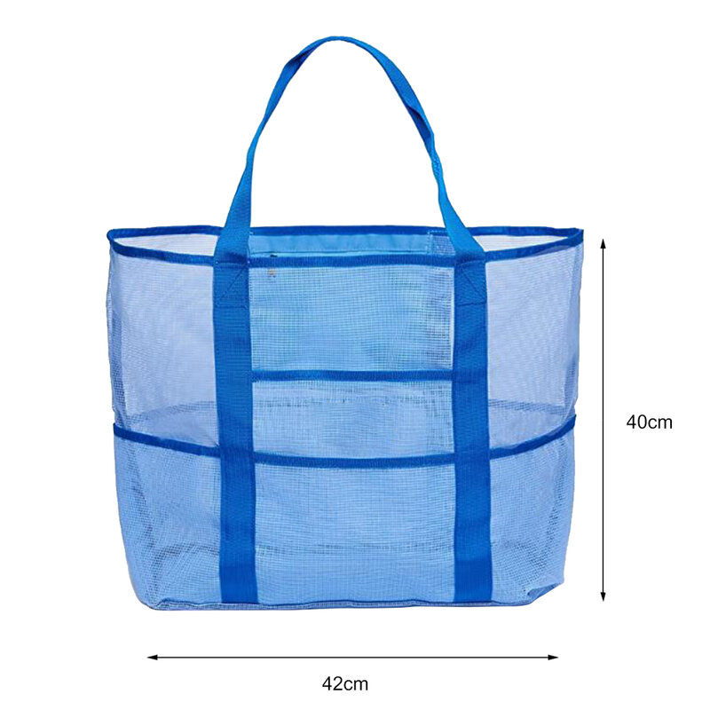 Summer Swimming Beach Bag Large Capacity with 8 Pockets Women Mesh Shoulder Travel Sports Grocery Gym Shopping Totes Handbags