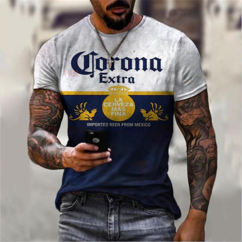 3d męska koszulka Retro Casual T koszula moda uliczna mężczyźni list drukuj T koszula z krótkim rękawem luźna ponadgabarytowa koszulka Top
