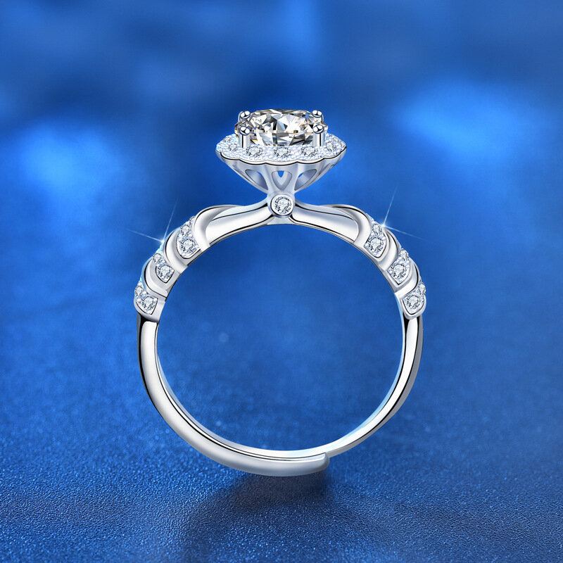 Luxury Sterling 925เงินแหวนหญิงเครื่องประดับ Brilliant 100% Moissanite Diamond แหวนหมั้นของขวัญจัดส่งฟรี