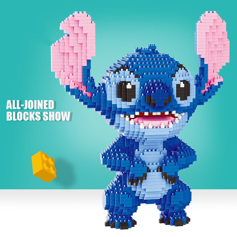 Disney 2300pcs+ Stitch Diamond Building Block Micro Lilo & Stitch Figure Cute 3D Model 22cm For Children Mini Bricks Toys gift