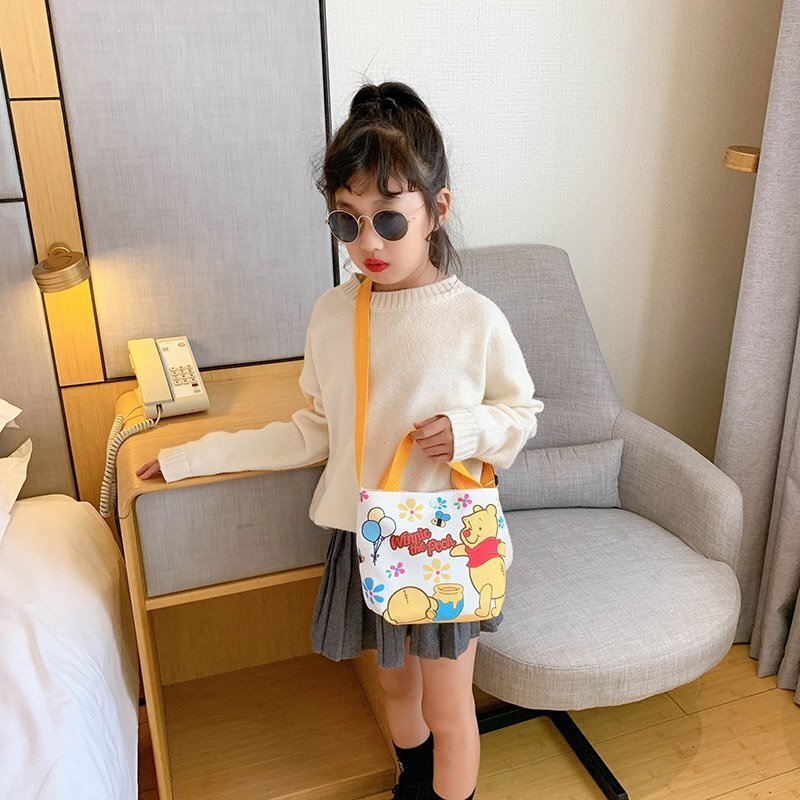 2022 Disney New Crossbody Bag for Children Mickey Mouse Frozen2 Mermaid Cartoon Print Girls Handbags Multifunctional Canvas Bag