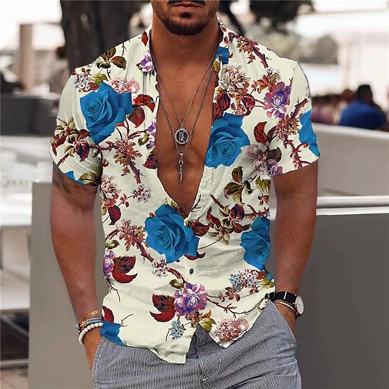 Pakaian Pria Kemeja Sosial Mewah Kemeja Mode Kasual Pria Huruf Cetak Kamisol Streetwear Kardigan Kemeja Lengan Pendek