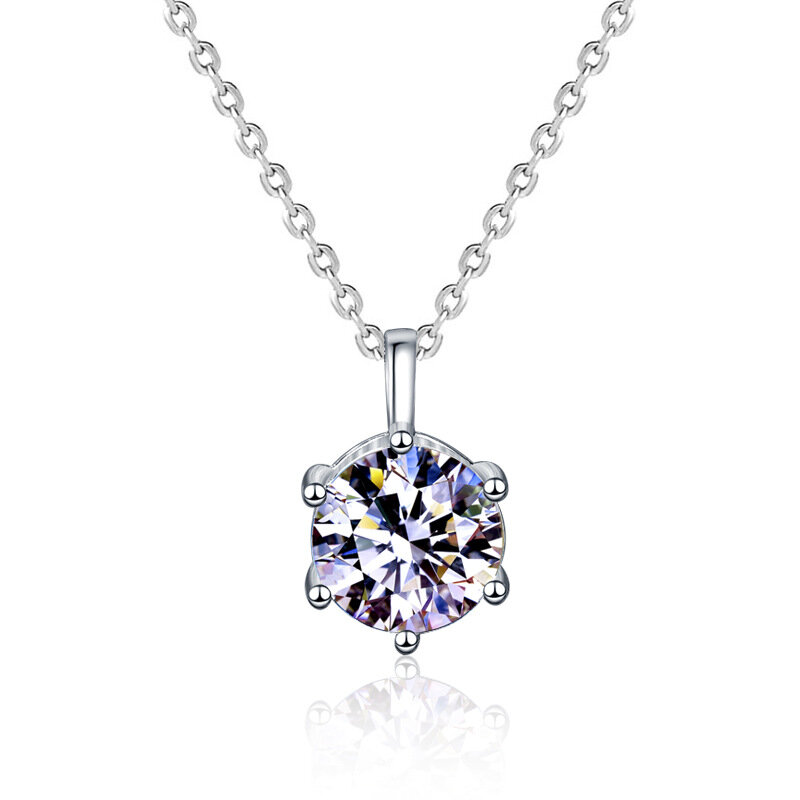 Женское ожерелье из серебра 100% пробы с бриллиантовой подвеской