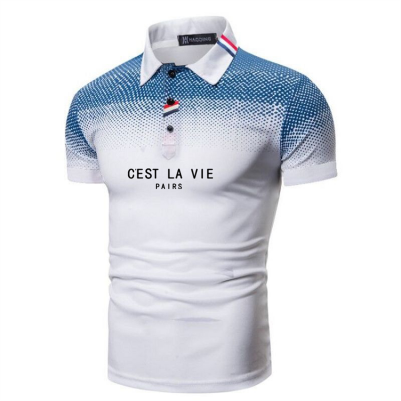 POLO con estampado Digital Hawaiano para hombre, camiseta de manga corta con estampado de letras de París, novedad de verano, 2023