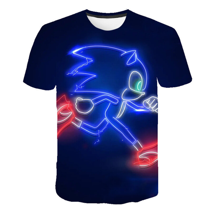 T-Shirt Sonic 3D pour garçons et filles, vêtements d'été à manches courtes pour enfants