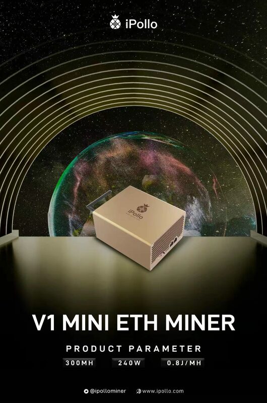 Mini Mineiro Ipollo com memória PSU 6GB, Hashrate ETC ZIL, 280MH/s, potência ± 10%, 220W, ± 10%