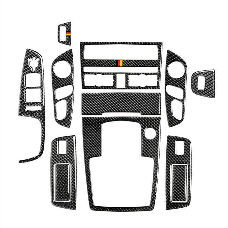 Carbon Fiber Console CD Panel Decoration Gear Shift Cover Trim For Audi Q7 2008-2015 Interior Door Armrest Buttons Frame Sticker