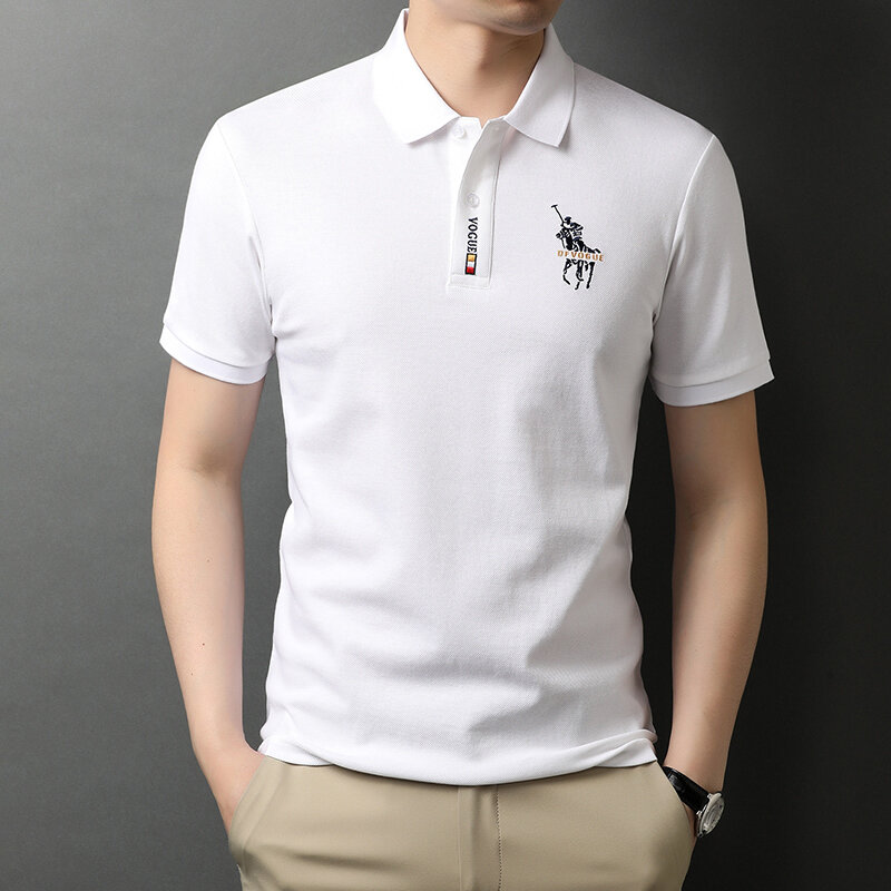 2022 de alta qualidade 100% algodão polo camisas novas para os homens bordado golfe logotipo camiseta verão chegada negócio casual roupas designer