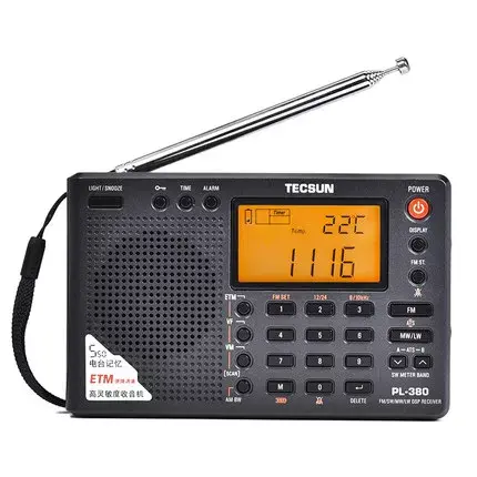 Pl 380 dsp rádio profissional fm/lw/sw/mw digital portátil banda completa estéreo boa qualidade de som receptor como presente para pai