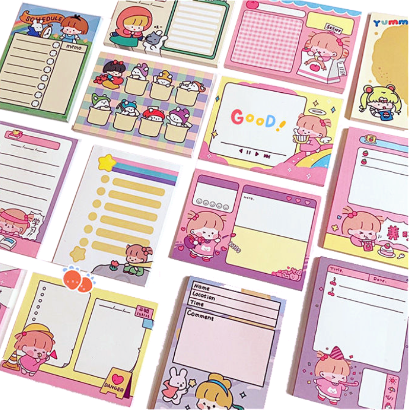 น่ารักการ์ตูน Memo Pad Fairy Tale ดู Non-วาง50แผ่นภายใน Note Pad Kawaii โน้ตนักเรียนอุปกรณ์สีชมพู memo Notes
