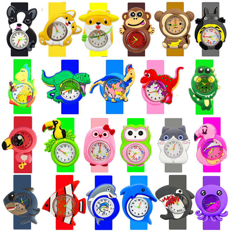 Frete grátis 1-14 anos de idade meninos meninas crianças relógio universal bebê aprender ver o tempo brinquedo crianças tapa relógios presente aniversário relógio