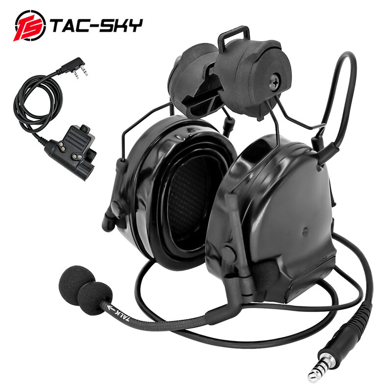 TS TAC-SKY COMTAC IIIARC วงเล็บยุทธวิธีชุดหูฟังกีฬากลางแจ้งการล่าสัตว์ลดเสียงรบกวนยุทธวิธี Walkie-Talkie