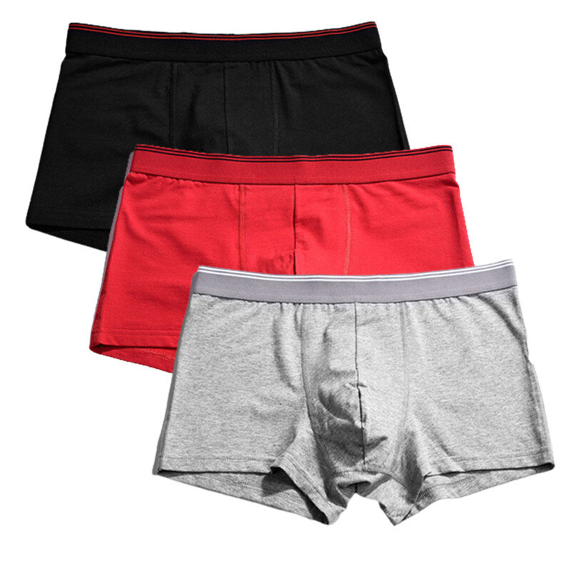 3 Pcs Mannen Katoenen Ondergoed Big Size Ondergoed Homme Knickers Boxers Slips Effen Slipje Onderbroek Bottom Shorts Sml xl 2XL 3XL