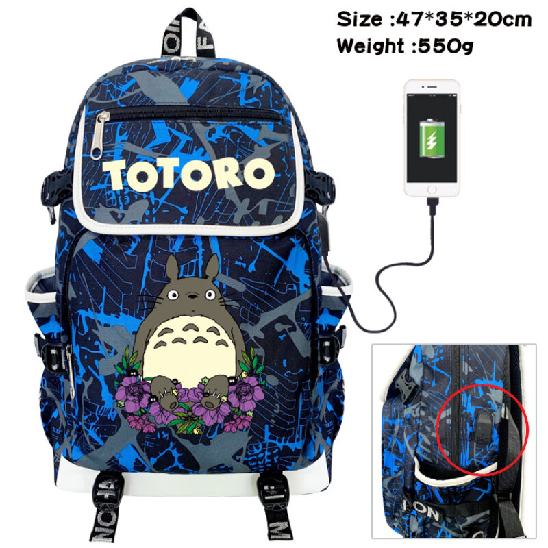 Mochila de flores de Anime Totoro para niños, morral escolar de gran capacidad para niños, mochilas de ocio para hombres y mujeres, mochila de viaje