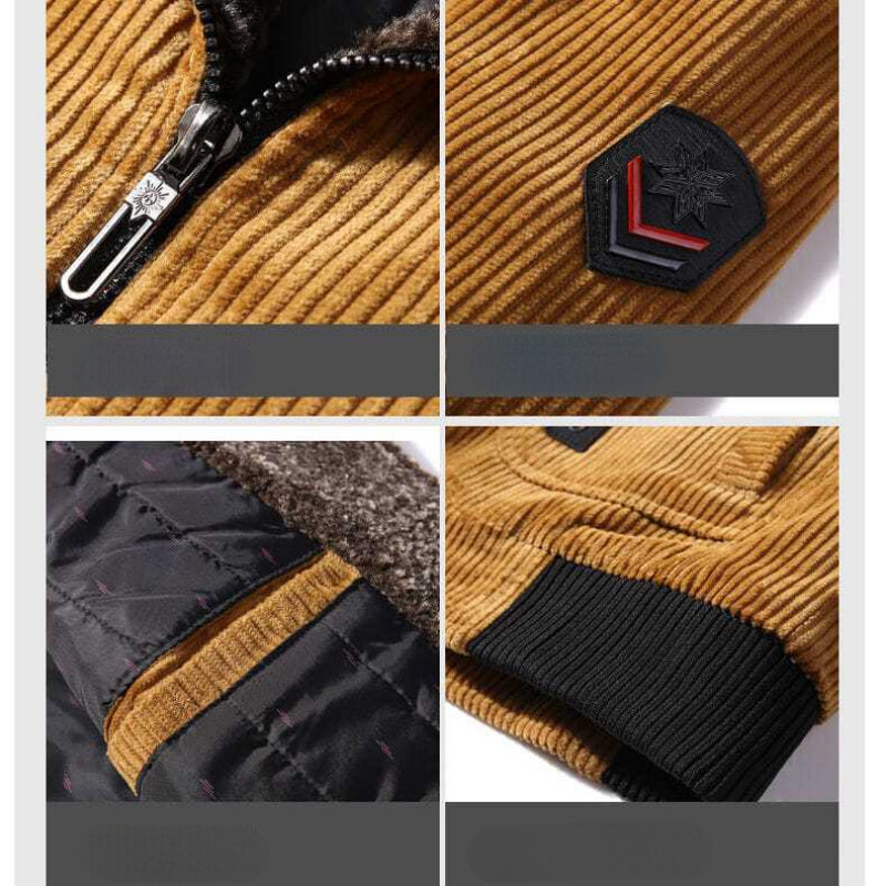 Chaquetas de invierno para hombre, abrigo grueso de felpa, Parkas de Cachemira, ropa de algodón añadida, chaqueta de motocicleta de pana Retro