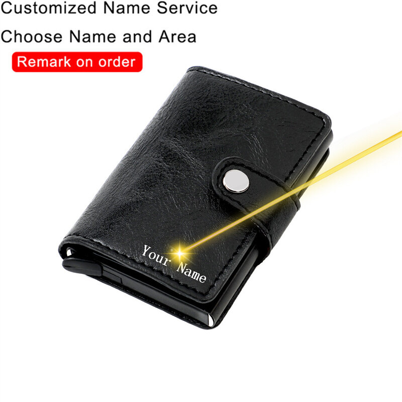 Niestandardowe grawerowanie portfel pojemnik na kartę bankową karta blokująca Rfid portfel z uchwytem mężczyźni magia Trifold skórzany wąski portfel portfel torebka