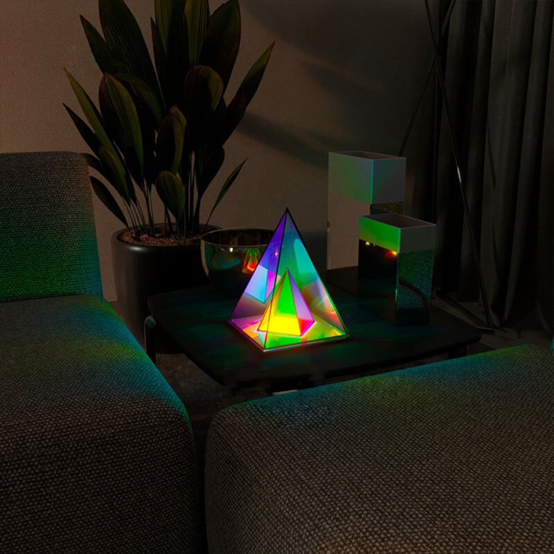 LED 7 색 3D 큐브 피라미드 야간 조명, USB 색상 디밍 가능, 사무실 머리맡 데스크탑 분위기 장식, 주변 테이블 램프 선물