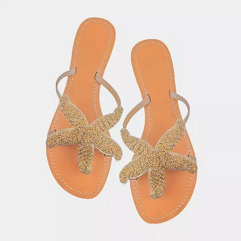 Starfish Crystal Flip flop donna Leisure Flat Flip Flops sandali da spiaggia donna Clip Toe scarpe antiscivolo Claquette Femme