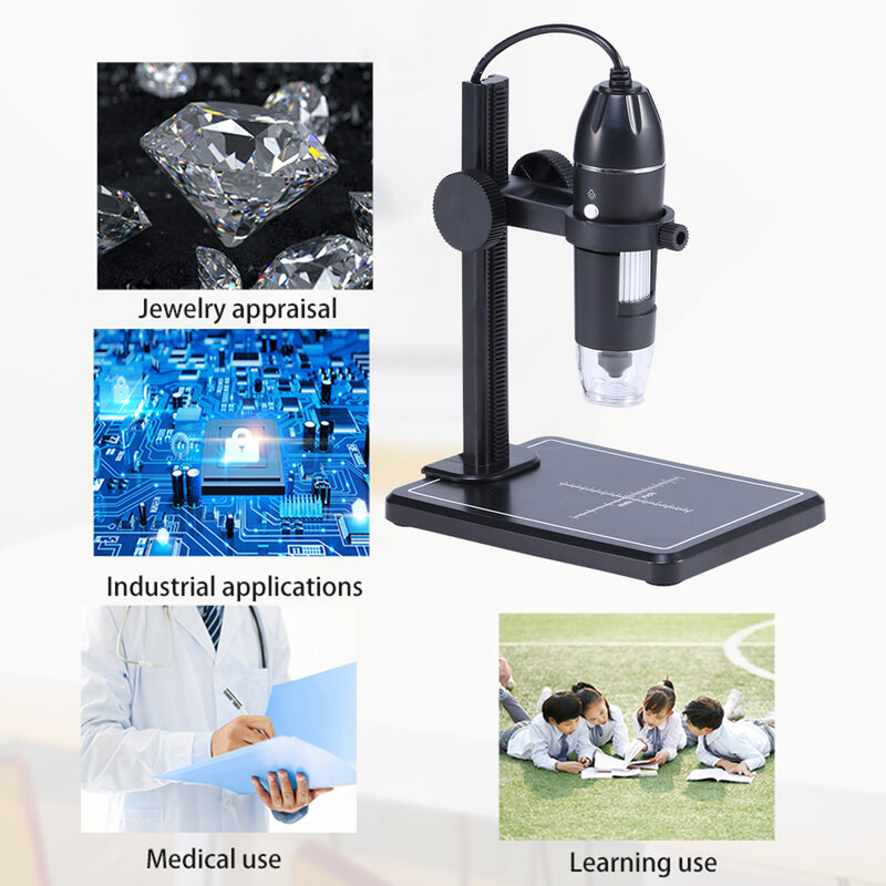 Цифровой микроскоп 1600X с светодиодный одами для пайки, электронный микроскоп с USB типа C для ремонта детской одежды, светодиодная лупа, светодиодный