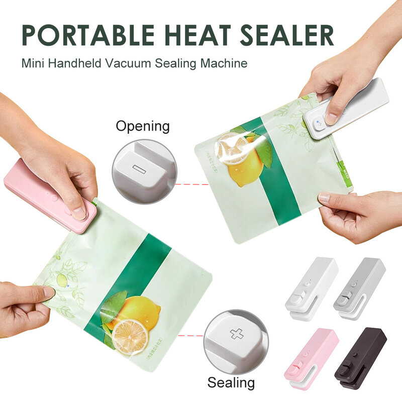 2 em 1 aferidor do calor recarregável mini handheld máquina de selagem a vácuo alimentos saco lanche sacos de plástico aferidor para cozinha casa