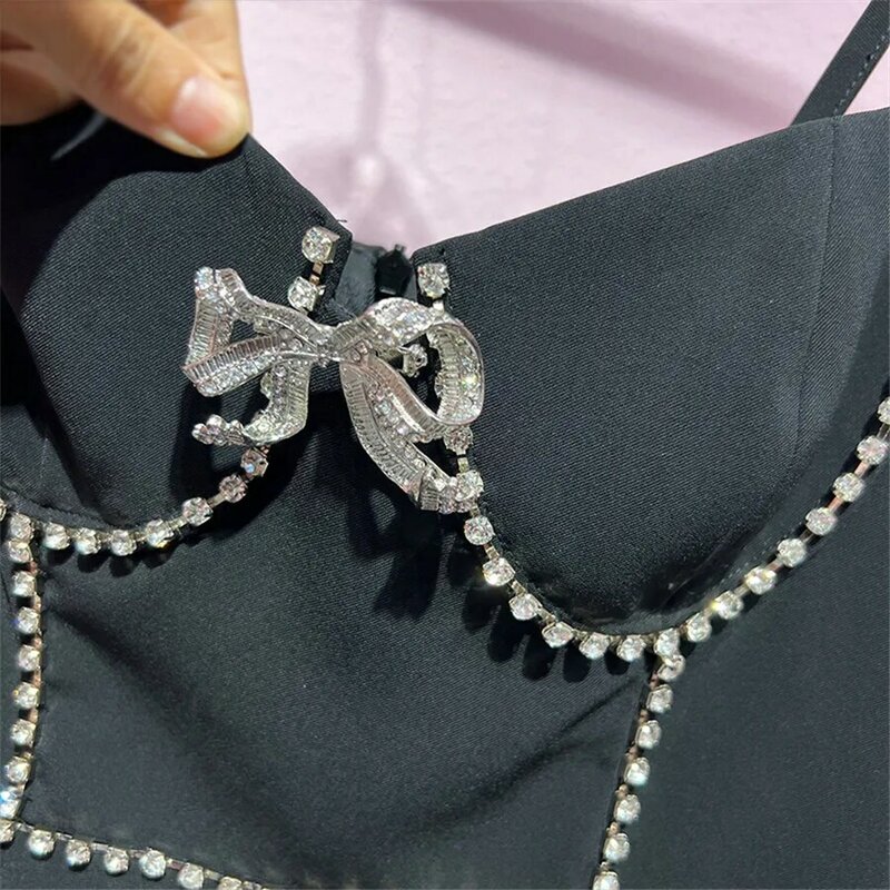 Traf 2023 امرأة تنورة صغيرة الساتان الماس مشد مثير النساء حزام فستان y2k الملابس موضة جديدة أنيقة bandeau تنورة الصدرية