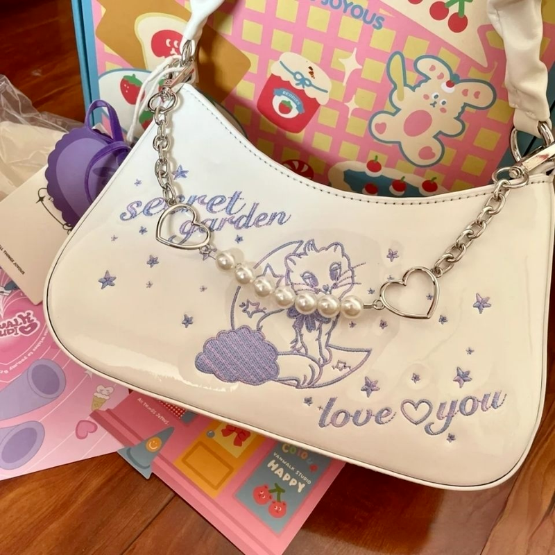 Xiuya Harajuku borsa a tracolla carina donna giapponese Kawaii Secret Garden Baguette Bag Sweet Pearl pieghettato maniglia borsa da donna 2022