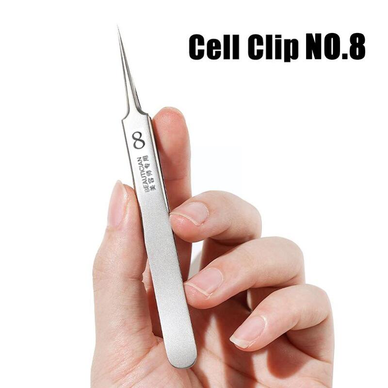 Não. 8 não. 10 cravo acne clipe de célula curva oblíqua extrator facial cravo agulha pinças acne limpeza da pele facial l9l9