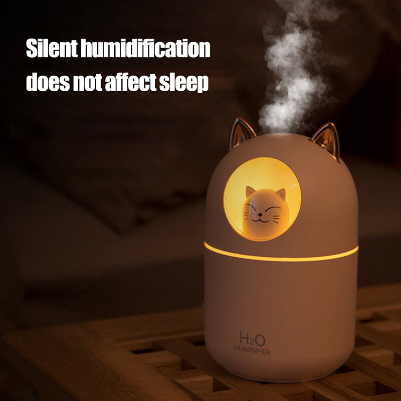 2022 LED luce cartone animato fragranza gatto Design nebbia fredda umidificatore USB umidificatore ad ultrasuoni Ultra silenzioso per cameretta per bambini