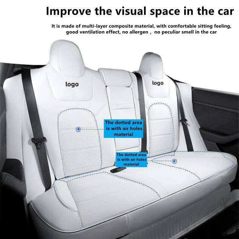 For Tesla Model 3 Y Seat Cover Nappa Leather Full Surround Style Factory Wholesale Price White Cushion Car Interior Accessories