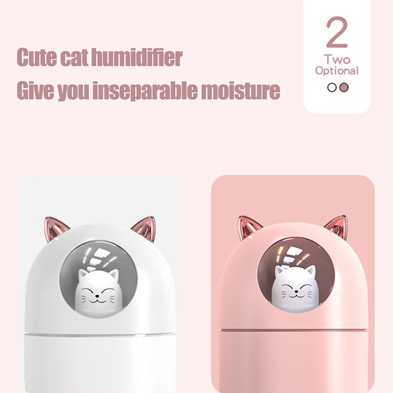 2022 LED luce cartone animato fragranza gatto Design nebbia fredda umidificatore USB umidificatore ad ultrasuoni Ultra silenzioso per cameretta per bambini